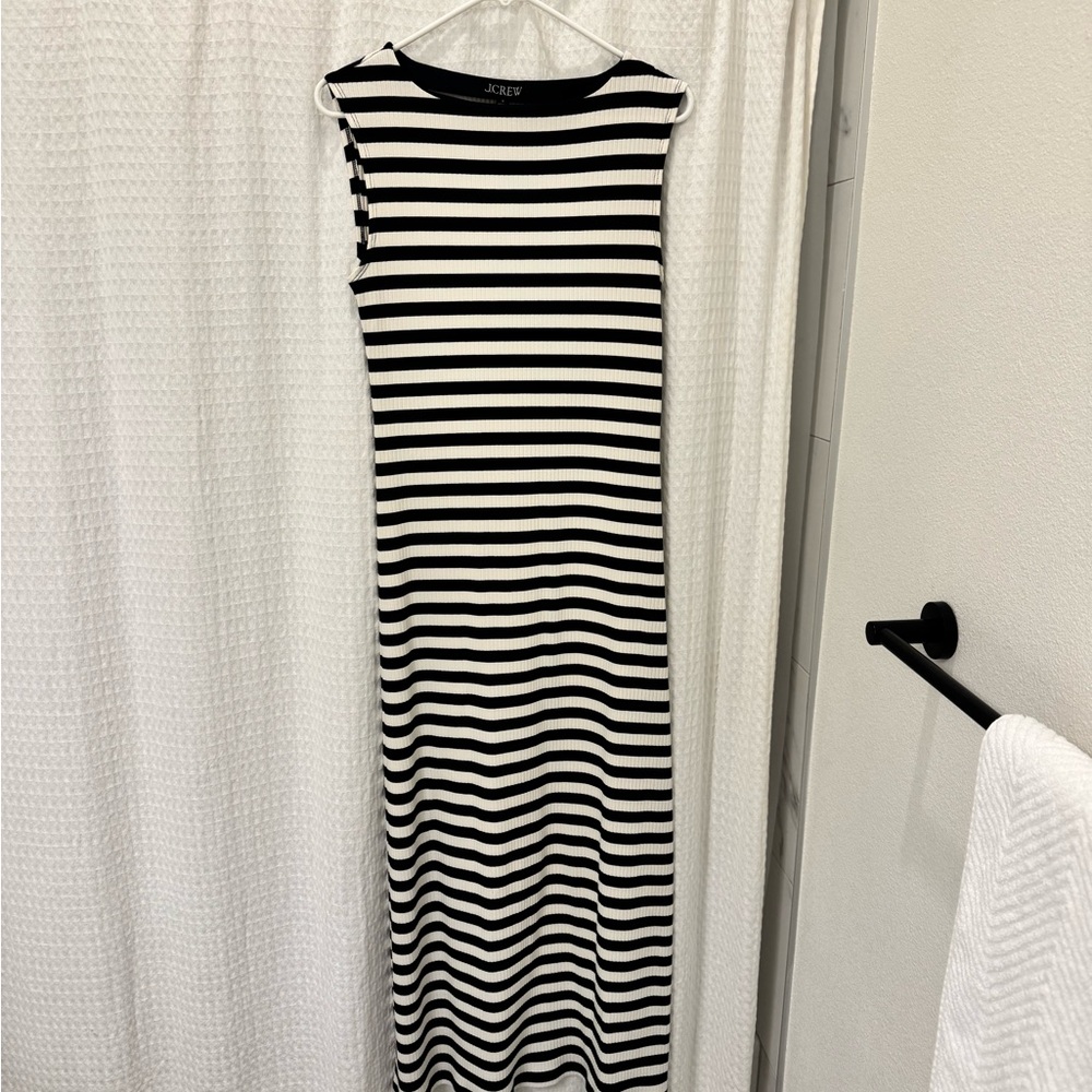 J. Crew Navy and Ivory Striped Knit Maxi Dress Size S